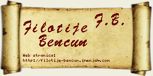 Filotije Bencun vizit kartica